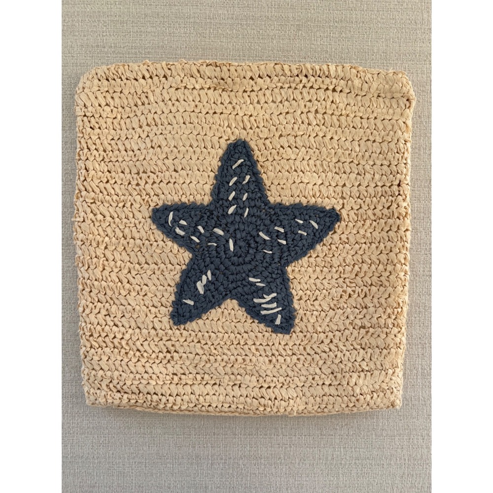 NWOT Pottery Barn Woven Blue Star Fish Coastal Accent Throw Pillow Cover Beach